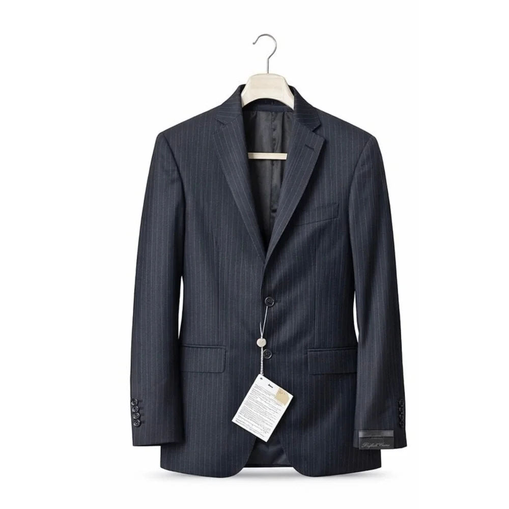 Raffaele Caruso Ghibli Suit46R 7 Drop Navy Pinstripe 100% Wool Made In Italy NWT